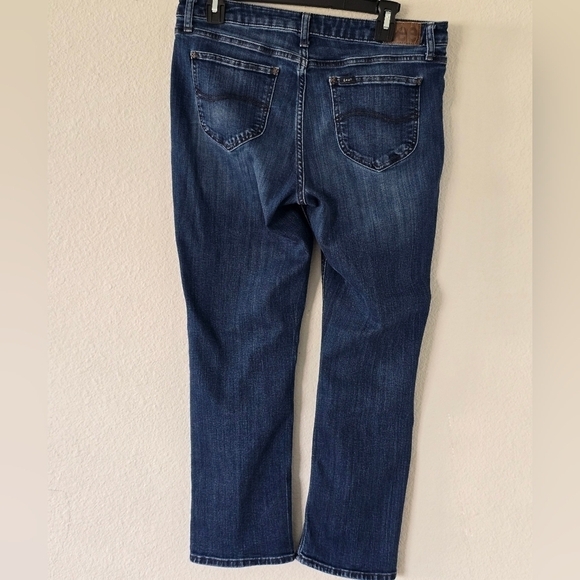 Lee Womens Jeans Mid Rise Straight Leg blue Sz 12 Dark Wash Streetwear - Picture 3 of 10